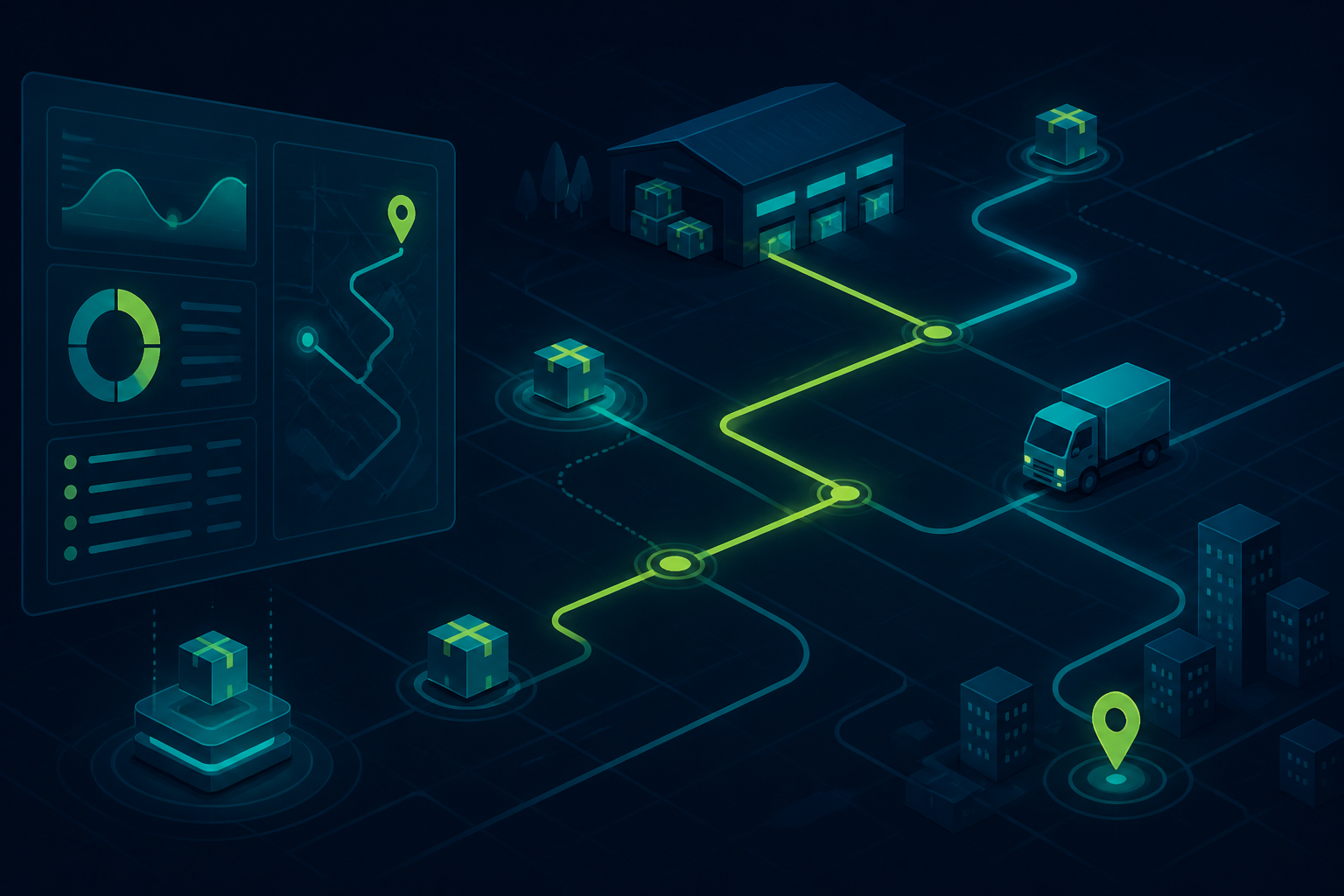 Custom delivery management dashboard connecting warehouse dispatch, driver routes, and customer tracking